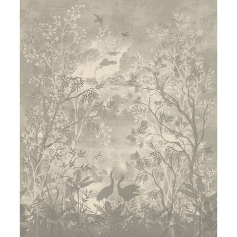 Papier peint panoramique - Forêt tropicale Oiseaux - 130 cm x 156 cm (1/2)