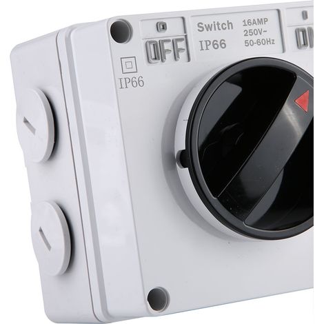 Regleta exterior antirrobo con protección IP66, cubierta transparente e interruptor de encendido/apagado (enchufe de 250 V) – policarbonato ignífugo y cobre fosforescente – 30 x 10 x 7,3 cm (1/5)