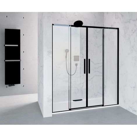 Polysan Altis - Duschtür 177–181 × 200 cm, Antidrop, Klarglas/mattschwarz AL4512B (1/3)