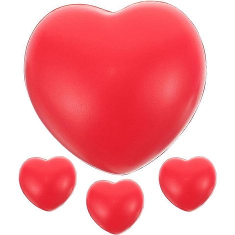Lot de 4 balles de rééducation en forme de cœur pour les mains et les doigts, petites balles anti-stress. (1/5)