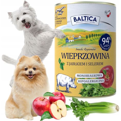 Cibo umido per cani BALTICA PORK APPLE senza cereali premium 400g (1/4)