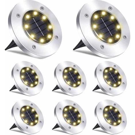 Lampes solaires - FOLAYA - 8 ampoules - Éclairage extérieur - Étanche IP65 - Acier inoxydable (1/4)