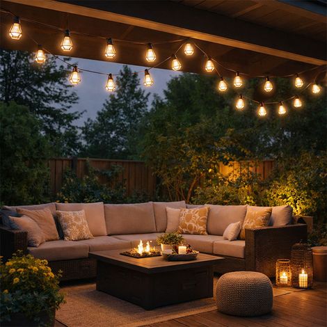 Luci di fata LED luce esterna lampada da giardino patio lanterna gabbia decorazione nero, plastica, LED bianco caldo, L 230 cm, set di 2