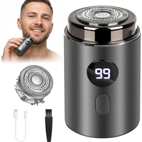 Mineup Portable Mini Capsule Shaver, 2 in 1 Capsule Razor, Mini Shaver USB rechargeable, Automatique Lavable Rasoir Electriques Hommes, pour la Maison, le Bureau, les Voyages Daffaires (1/5)