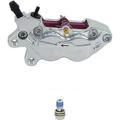 Étrier de frein axial universel pour moto, fixation 40 mm, 4 pistons, compatible Honda, Yamaha, Kawasaki et Suzuki (argenté, gauche) (1/5)