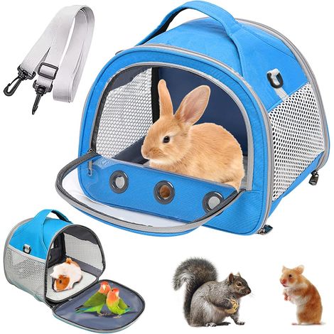 Sac De Transport pour Petits Animaux, 30 27 21 Cm Sac De Voyage pour Animal Domestique, Cage De Transport Portable pour Petit Oiseau, Sac De Transport pour Oiseaux pour Oiseaux, Rats Bleu (1/5)