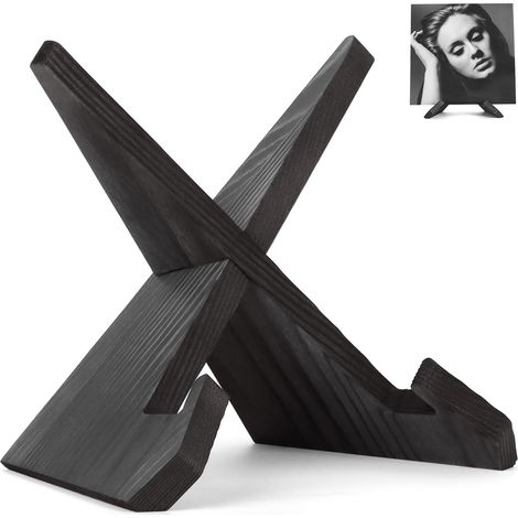 Schallplattenständer, Now Playing Schallplattenständer aus Holz – Retro-Drehaccessoires – Schwarz (1/5)