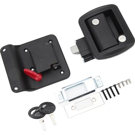 Serrure de porte de camping-car IP67 étanche renforcée noire à poignée pour caravane et remorque (1/5)