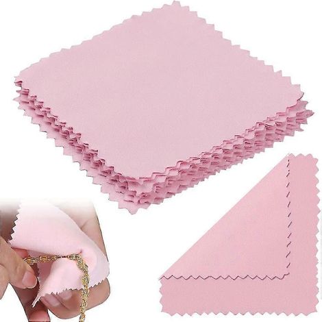 10 chiffons de nettoyage pour bijoux, chiffons de polissage roses pour perles, or, platine et argent (1/5)