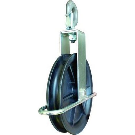 Vigor Carrucola Semplice con Gancio Sicurezza Struttura Acciaio S235JR Zincato Ruota Polimero 195 mm 1.65 Kg