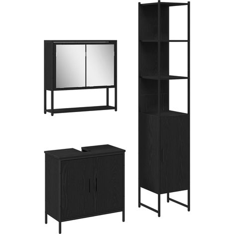 Maison Exclusive - Badezimmermöbel-Set mit Regal 3 pcs Schwarz Ho