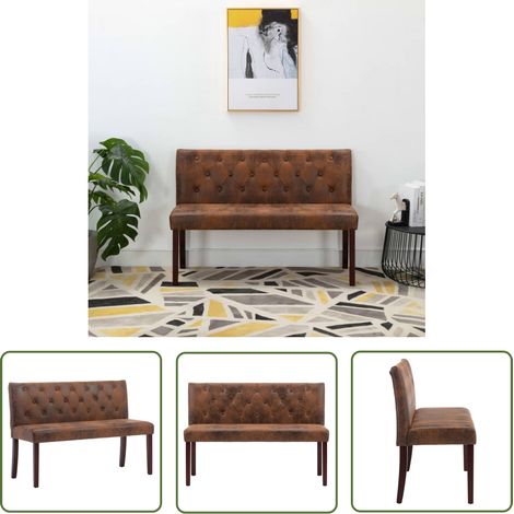 Banc 120cm Marron Similicuir daim (1/5)