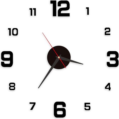 Wall Clock Adhesive DIY 3D Modern Silent Black 40 cm (1/5)