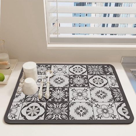 40 x 30 cm Schwarze, rutschfeste Gummimatte zum Abtropfen von Kaffeebohnen und für Kaffeemaschinen (1/5)