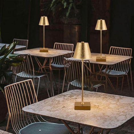 Lampada Da Tavolo Ricaricabile 3 Colori Luce Bianca Calda Naturale Lume 10 W Oro (1/4)