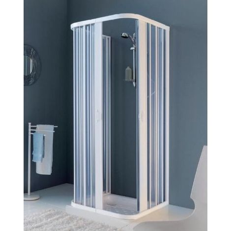 Box Doccia Economico 3 Lati PVC Rettangolare Porta a Soffietto 2 Ante Quadrato - Misura Box 3 Lati 80x120x80 (1/4)