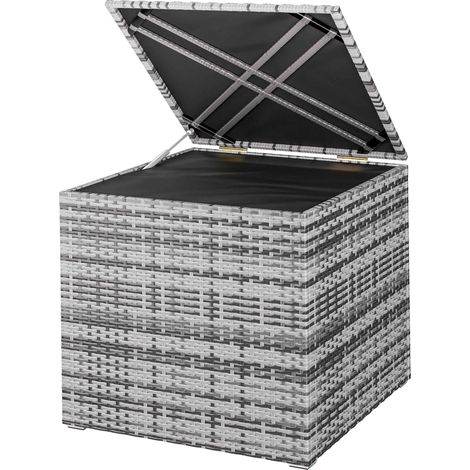 CASARIA® Auflagenbox 318L Polyrattan - Wetterfeste Garten Aufbewahrungsbox für Kissen & Sitzauflagen 75x75x70cm, für Balkon, Terrasse und Garten, UV-beständig Grau (1/5)