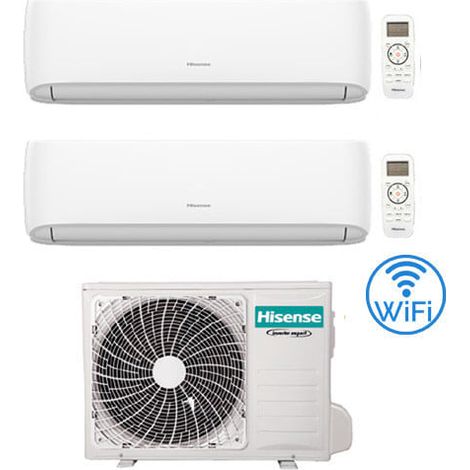 Hisense – Climatiseur réversible double split Inverter 7000 + 9000 BTU – Wifi – Classe A++ – Autonettoyage – Silencieux 19 dB (1/5)