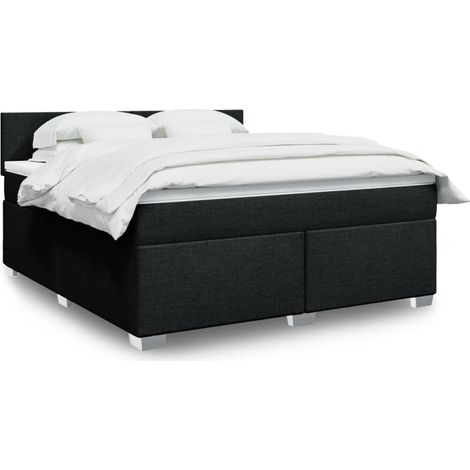 Boxspringbett mit Matratze Schwarz 180x200 cm Stoff