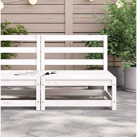 Canapé de jardin central, Canapé d'extérieur, Meuble de jardin, Blanc Bois de pin massif OIB7480E (1/5)