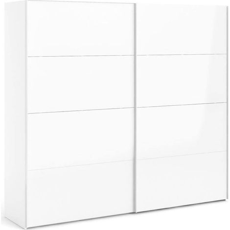 Dmora - Guardaroba 2 ante Kauri, Mobile camera da letto, Cabina armadio portabiti, Armadio appendiabiti, 243x61 h220 cm, Bianco lucido
