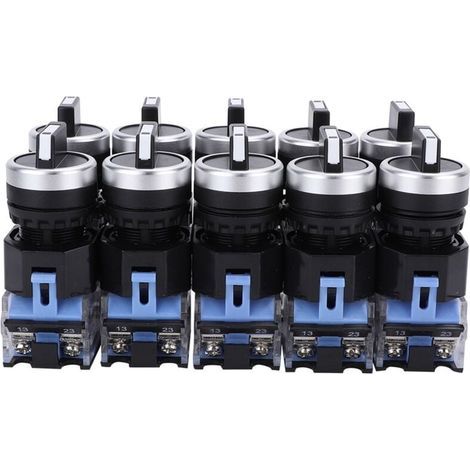 Ulisem Confezione da 10 selettori rotativi autobloccanti a 3 posizioni BEM38-20X/31, 22 mm (1/4)