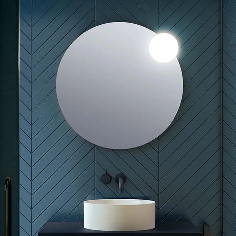 Specchio bagno tondo diametro 80 con applique LED cromata (1/5)