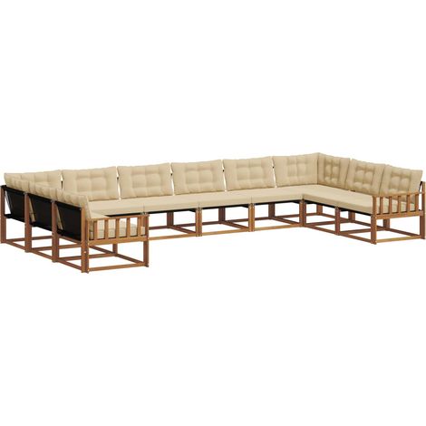 Ensemble de canapés d'extérieur 10 pcs Salon de jardin Naturel et Beige (1/5)