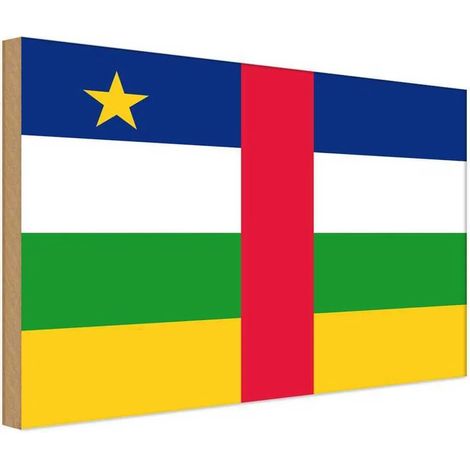 Panneau en bois 30x40 cm Drapeau et armoiries de la République centrafricaine (1/4)