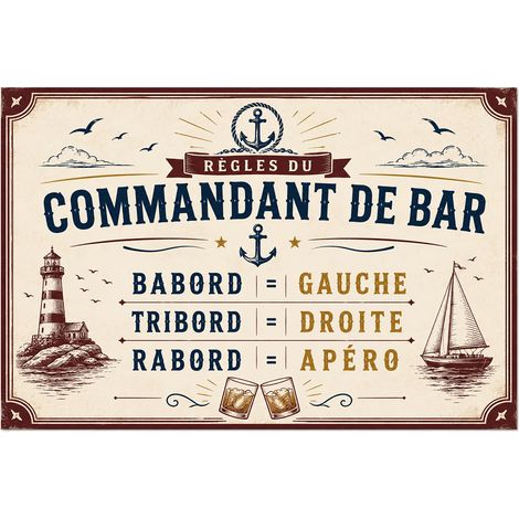 Plaque en aluminium commandant de bar 30,5 x 20 cm (1/2)
