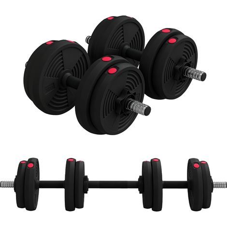 Haltères 2 en 1 réglables. haltères libres avec poignées antidérapantes. 15KG - Barres incluses (1/5)