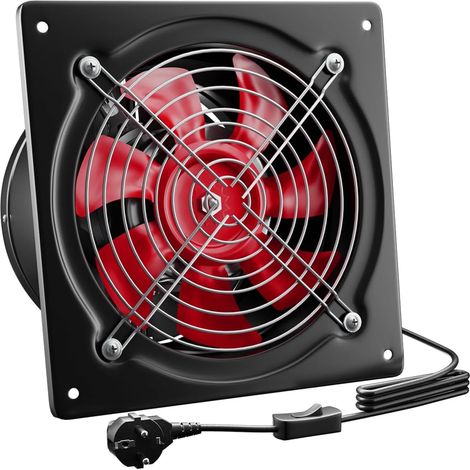 Extracteur d'air 150mm avec Clapet Anti-retour Métallique 525m³/h avec Interrupteur, avec Prise EU, pour Cuisine, Garage, Atelier, Grenier, Débarras, Noir (1/5)