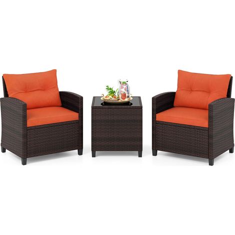 COSTWAY Set Sedie E Tavolo Esterno,Set Sedie E Tavolo In Rattan,Set Sedie E Tavolo Da Giardino,Set Rattan Giardino,Set Rattan Sedie,Set Sedie Bar,Set Sedie Ba (1/5)