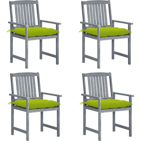 Gartenstühle mit Kissen 4 Stk. Grau Massivholz Akazie