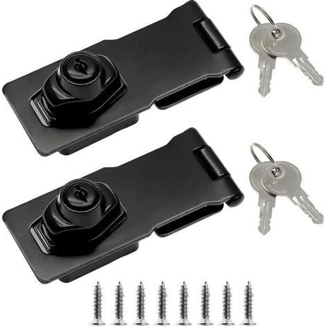 Pestillo de seguridad de acero inoxidable de 76 mm, color negro - Paquete de 2 unidades para puertas, cobertizos de jardín y armarios. (1/5)