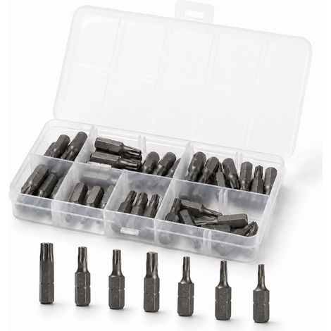 37 Pcs Embouts de Vissage,Embouts Torx,25 mm,T10/T15/T20/T25/T30/T40 (1/5)