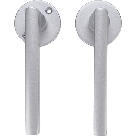 Serrure entrée à clé poignée levier blanc fer alu inox 140x170mm chambre salle bain hôtel lot 2 poignées 3 clés (1/5)