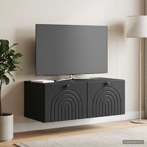 Wandmontierter TV-Schrank Schwarz 78,5 x 41 x 30 cm (1/5)