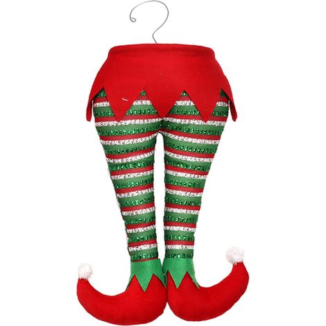Jambe de Lutin de No l Rouge Suspendu pour Sapin D coration (1/5)