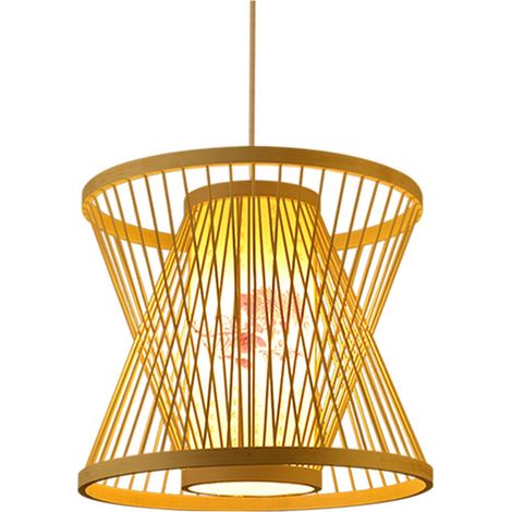 Suspension lanterne en bambou tressé, style chinois/japonais, culot E27, 111-240 V, idéale pour les restaurants. (1/5)