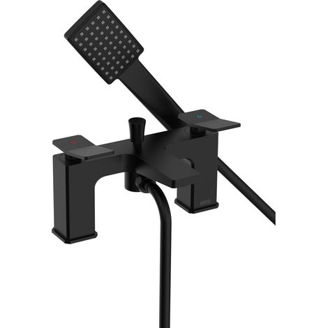 Bristan Tangram Bath Shower Mixer Tap Pillar Mounted - Black (1/2)