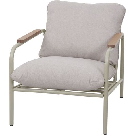 [NUNCA USADO] Silla de jardín de aluminio HHG-591, silla de exterior silla de jardín, tejido/textil olefina (205 g/m²), tapizado verde claro beige
