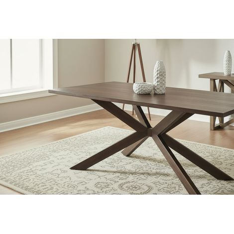 Table à manger rectangulaire effet noyer 6 à 8 personnes 180x90 cm XAVIER (1/5)