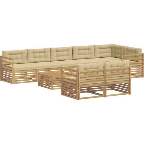 Outdoor-Sofagarnitur 9 Stk. Weiß und Beige vidaXL (1/5)