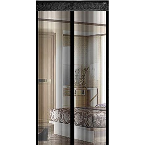 Moustiquaire magnétique pour porte-fenêtre, balcon, terrasse et salon, écran anti-insectes adhésif sans perçage, noir (1/5)