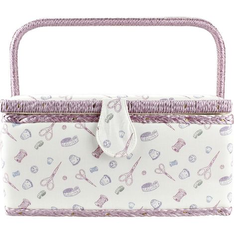 Boîte de rangement pour tissus et broderies - Type A - Broderie violette