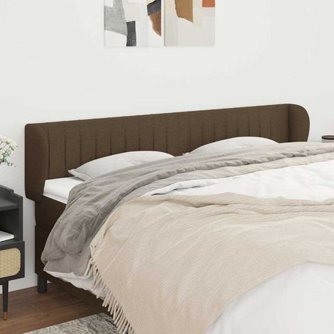 vidaXL Tête de lit avec oreilles Marron foncé 183x23x78/88 cm Tissu (1/5)