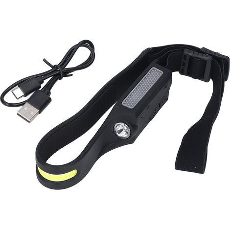 Faro a LED con ricarica USB, 4 livelli di luminosità, doppio interruttore a pulsante, materiale in gel di silice, rilevamento intelligente, faro COB. (1/5)