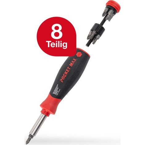 Wiha Schraubendreher Set PocketMax magnetic 8-tlg. mit verstaubaren Bit Set (45292) I magnetischer Schraubenzieher Satz 1/4" mit Bit Magazin I Schlitz/Phillips/Pozidriv/TORX (1/5)