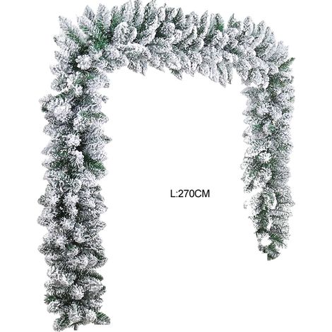 Guirlande de rotin blanc retombant de 2,7 m en cèdre, idéale pour décorer un sapin de Noël, une cheminée, un escalier, une porte ou une cour. (1/5)